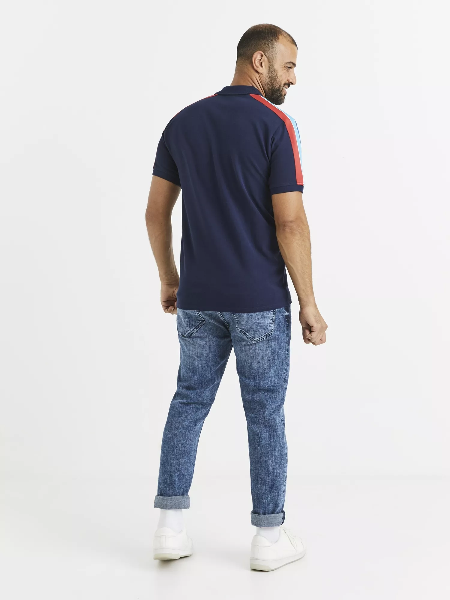 Bavlněné polo tričko Vebando s pruhy (3) Bavlněné polo tričko Vebando s pruhy (3)